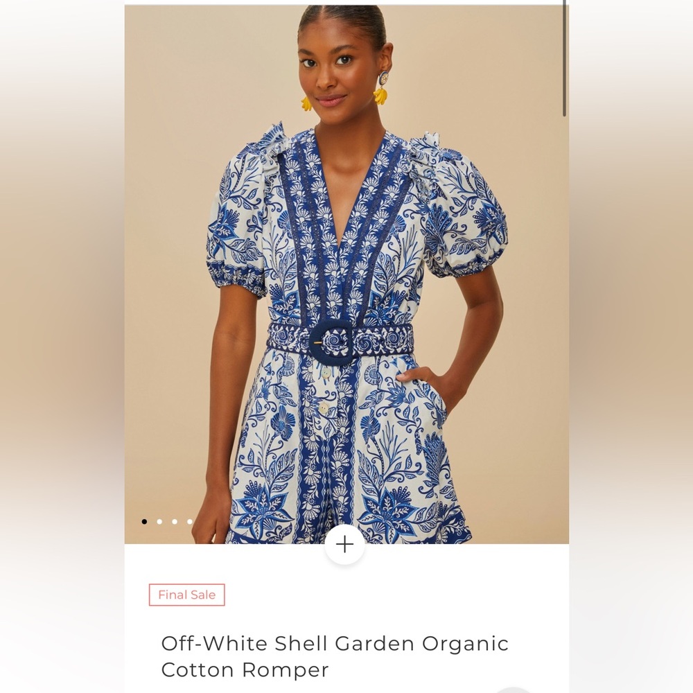 Farm Rio Shell Garden Cotton V-Neck Romper